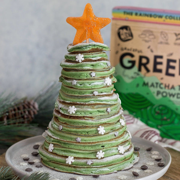 Christmas Tree Matcha Pancakes | Rawnice